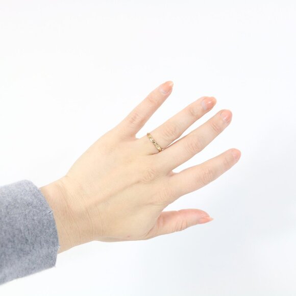 *Slim Hand-Engraved Geometric Stacking Ring - Picture 2 of 2